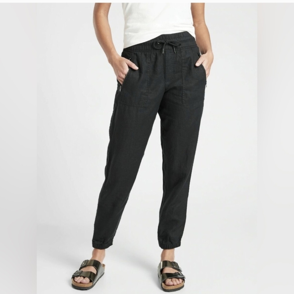 Athleta Black Linen Cabo Joggers Size 6P